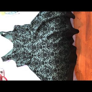 Fit and flare velvet appliqué dress